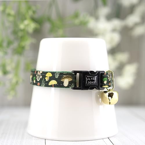 Ultra Joys Cat Collar with Bells - Breakaway Collar for Kittens & Cats - Mushroom Small - color: Mushroom-Collar Only, size: Small
