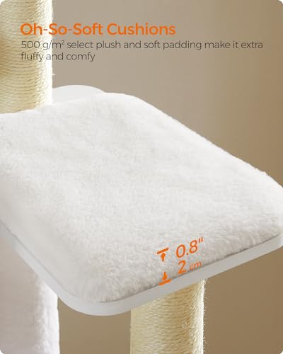 Feandrea Cat Tree, 65-Inch Modern Cat Tower for Indoor Cats, Multi-Level Cat Condo with 5 Scratching Posts, Perch, Washable Removable Cushions, Cat Furniture, Cloud White UPCT166W01 - color: Cloud White