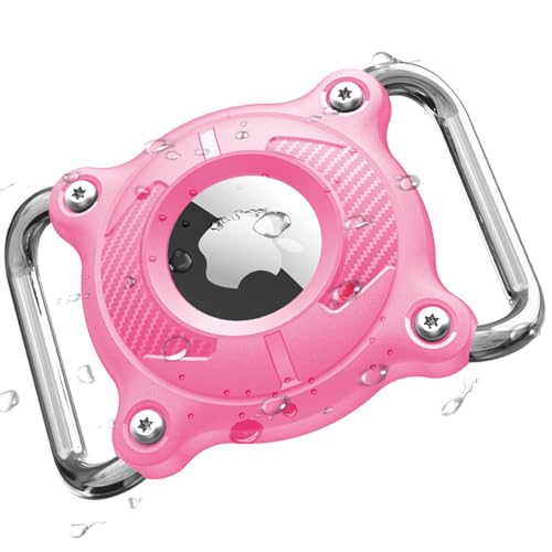 Airtag Dog Collar Holder | Airtag Dog Collar Waterproof - Airtag Holder for Dog Collar - Dog Airtag Holder with Removable Metal Loop, Light Weight fit Width3cm/ Thick4.5mm Air Tag Dog Collar, Pink, 1 - color: Pink, size: 1