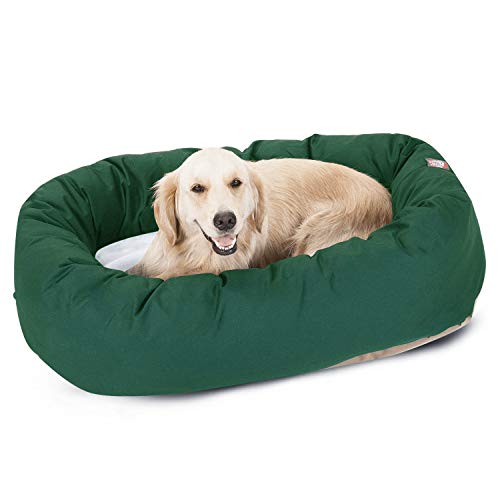 40 inch Green & Sherpa Bagel Dog Bed By Majestic Pet Products - color: Green