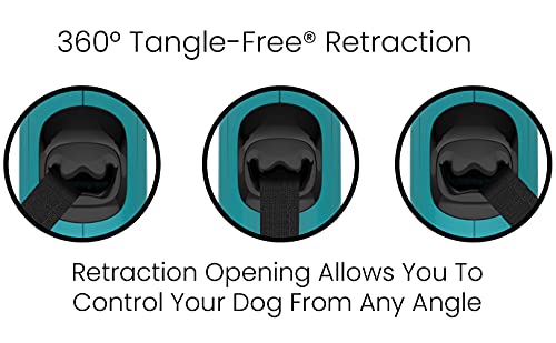 TUG Monochrome 360° Tangle-Free Retractable Dog Leash | 16 ft Strong Nylon Tape (Small, Aqua) - color: Aqua, size: Small, 16 ft