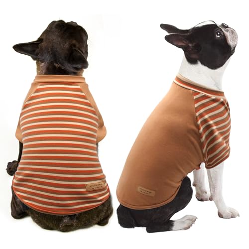 KYEESE 2Pack Small Dog Sweater, Soft Puppy Sweatshirt Pullover Stretchy Dog Sweater for Small Dogs Girl Boy, Lightweight Fleece Cat Shirt Pet Clothes with Sleeves, S - color: 11# Khaki, size: Small (4-8lbs)