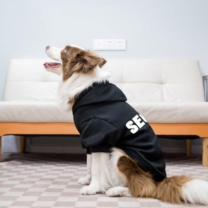 EXPAWLORER Dog Hoodies- Soft and Warm Dog Sweatshirt with Leash Hole, Halloween Dogs Costume Winter Autumn Fleece Pet Clothes with Print for Puppy,Cat, Small Medium Large Dogs (S-Medium, Security) - size: Small-Medium