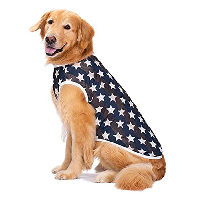 HDKUW Pet Clothes,Dog Summer T-Shirt Cool Breathable Sunscreen Dog Vest Clothes Outfit Costume for Medium Large Dogs Blue Star XL - color: Blue Star, size: XL