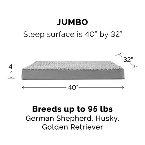 Furhaven Replacement Dog Bed Cover Ultra Plush Faux Fur & Suede Mattress, Machine Washable - Gray, Jumbo (X-Large) - color: Gray, size: Jumbo (X-Large) (Pack of 1)
