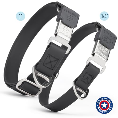 Biothane Waterproof Durable Dog Collar with Herm Sprenger - Quick Release ClicLock Buckle - Fits Medium and Large Dogs - Made in USA (Black, W 1" x L 15"-25") - color: Black, size: W 1" x L 15"-25"