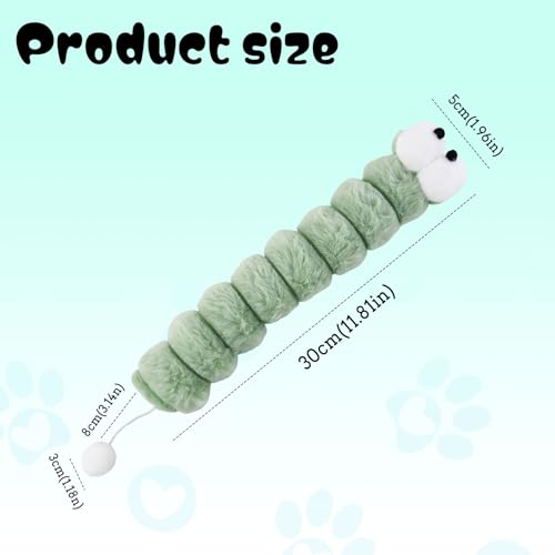 Andiker Catnip Toys for Cats, Cute Caterpillar Design Cat Pillar with Pompom Ball Cat Kicker Toy Containing Catnip Silvervine Galls Fruit Interactive Cat Toys for Indoor Cats (Green) - color: Green