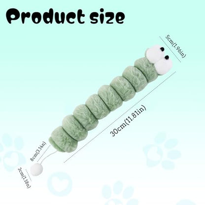 Andiker Catnip Toys for Cats, Cute Caterpillar Design Cat Pillar with Pompom Ball Cat Kicker Toy Containing Catnip Silvervine Galls Fruit Interactive Cat Toys for Indoor Cats (Green) - color: Green