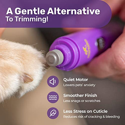 Hertzko Electric Cat & Dog Nail Grinder - Rechargeable Cat Nail Grinder & Dog Nail Grinder Small Dogs & Large Dogs Trimmer, Professional Pet Grooming Kit with USB Wire