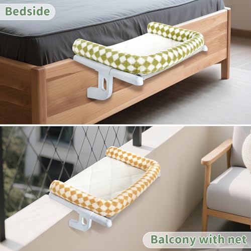Cat Window Perch Hammock Sturdy Windowsill Bed Seat for Large Cats No Drilling No Suction Adjustable Kitty Shelf with Washable Cover Easy Assembly Holds up to 40 lbs 22.05 * 15 in (Brown, S) - color: Brown, size: 22.05x15in