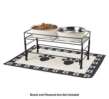 PetRageous 81031 Tobys Set The Table Steel Frame Dog Feeder, 7-Inch Tall by 18-Inch Long and 8.5-Inch Wide, Holds Two 8-Inch Diameter Bowls, for Medium Dogs And Cats, Black - size: 7-Inch Height