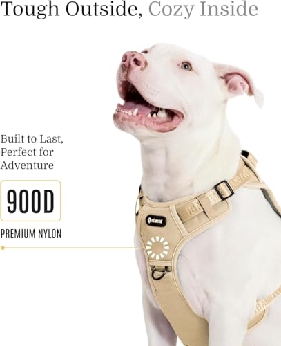 2026 New Edition, Fei & Eve MagEase Dog Harness - Instant Magnetic Buckle | 3-Point No-Pull Control | Heavy-Duty 900D Nylon | Dual Safety Handles | Breathable Mesh | Adjustable Fit | Medium,Champagne - color: Champagne, size: M