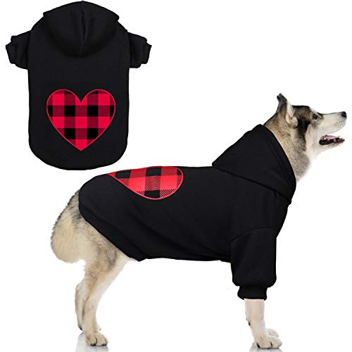 Dog Hoodie Sweater Sweater for Dogs Pet Clothes Black Buffalo Plaid Warm and Soft Breathable Cozy(XXL) - color: Heart, size: XX-Large