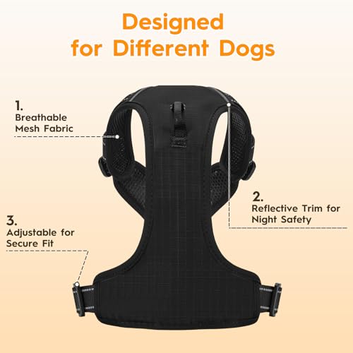 No Pull Dog Harness, No Chock Reflective Adjustable Soft Padded Pet Vest with Easy Control Handle, Easy Wearing with Stylish, Reinforced Knot, 2 Buckles - color: Black, size: X-Small