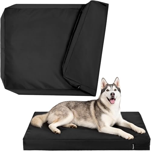 Waterproof Dog Bed Cover Replacement Washable, Extra Large, XL, Easy to Clean, Pet Hair Resistant, Heavy Duty Oxford, Zipper Closure, Indoor/Outdoor, Fits 44 Inch Dog Crate - 44x32x3, Black - color: Black, size: 44"L x 32"W x 3"Th