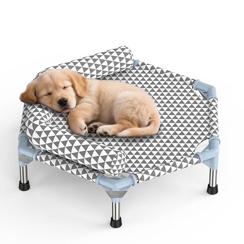 Orthopedic Dog Bed for Small Dogs - Removable Bolsters & cleanable Cover,Elevated Outdoor Dog Bed,Raised Dogs Bed,Easy to Assemble,Up to 75 lbs,Small - size: 6 sided Bolster Small