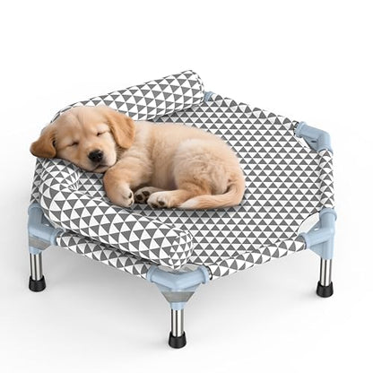 Orthopedic Dog Bed for Small Dogs - Removable Bolsters & cleanable Cover,Elevated Outdoor Dog Bed,Raised Dogs Bed,Easy to Assemble,Up to 75 lbs,Small - size: 6 sided Bolster Small