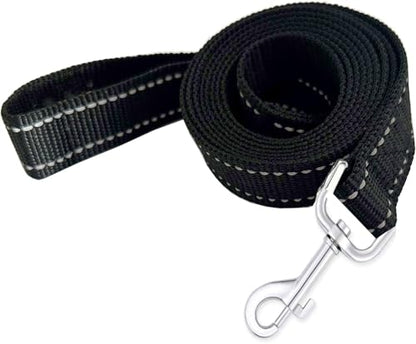Reflective Dog Leash 4Ft /5 Foot /6 Feet Long, 1 Inch Wide, for Small and Medium Dogs - color: Reflective Black, size: 1'' x 4 FT