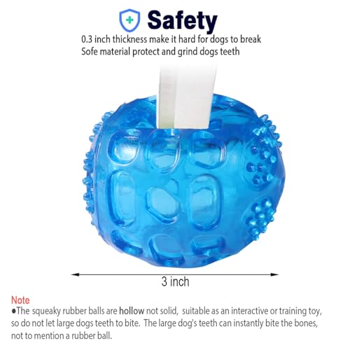 ACEONE Dog Squeaky Ball, Pet Squeak Chew Bouncy Rubber Toy Balls for Small Medium Dogs Indestructible Exercise Training Playing (3 Balls) - size: 3 Balls 3 Inch