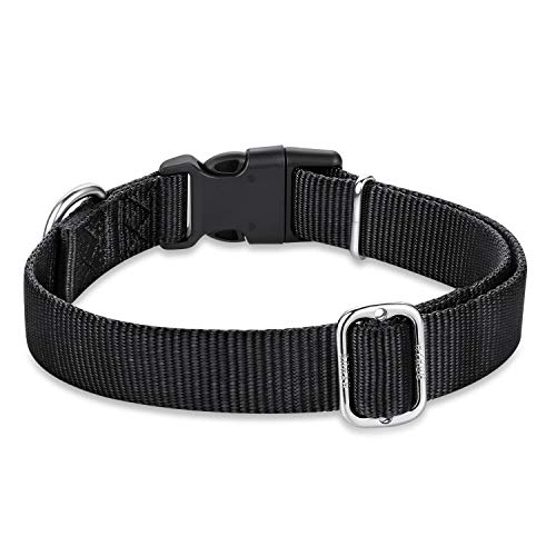 Medium Dog Collar, Black:Heavy-Duty Quick-Release Nylon Buckle, Adjustable & Durable, Cute Dog Collar (Medium, Black) - color: Black, size: Medium