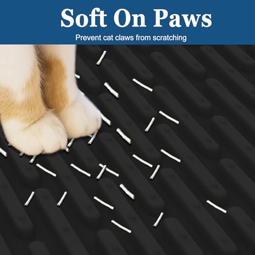 XXL Extra Large Silicone Cat Litter Trapping Mat for Scatter Control, 40"x30"(100cmx75cm) Waterproof Kitty Litter Box mat for Floor, Soft on Kitty Paws, Easy to Clean, Light Brown - color: Light Brown