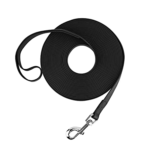 Waterproof Long Leash Durable Dog Recall Training Lead Great for Outdoor Hiking, Training, Yard, Beach and Swimming (Black, 30ft) - color: Black, size: 30ft