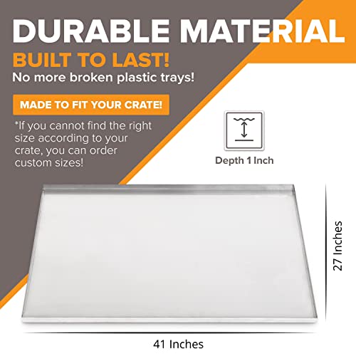 Pinnacle Systems (Galvanized, 41.25" L X 27.75" W X 1") Frisco Metal Replacement Crate Tray for Heavy Duty Single and Double Door Dog Crate Chew Proof Crack Proof Multipurpose Tray - size: 41.25" L X 27.75" W X 1"