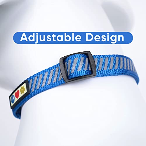 Pawtitas Reflective Dog Collar Reflective Thread Reflective Dog Collar Personalized Name Phone Number Adjustable Collar for Small Dogs Extra Small Puppy Blue Dog Collar Extra Small Breeds - color: Customized Blue, size: X-Small (Pack of 1)