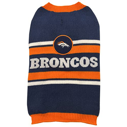 NFL Denver Broncos Dog Sweater, Size Small. Warm and Cozy Knit Pet Sweater with NFL Team Logo, Best Puppy Sweater for Large and Small Dogs - color: Denver Broncos, size: Small