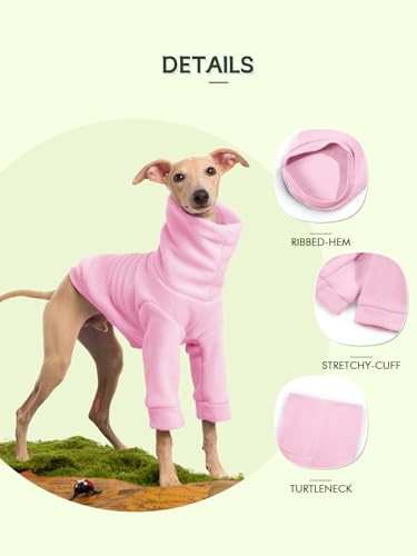 Dog Fleece Sweater Turtleneck Long Sleeve Pullover Sweatshirt Warm Puppy Clothes for Small Medium Dogs - color: Pink, size: X-Small