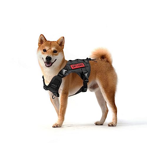 OneTigris Tactical Dog Harness Vest,No-Pull Service Dog Vest with Hook & Loop Panels,Adjustable Dog Vest Harness for Walking Hiking Training(Black,XS) - color: Black, size: XS