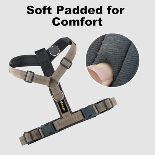 Plutus Pet No Pull Dog Harness, Adjustable Nylon Harness with Soft Padding, Reflective and Heavy Duty Dog Harness for Small, Medium, Large Dogs(Beige, M) - color: Beige, size: M