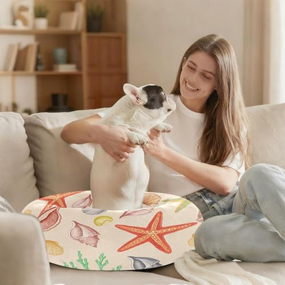 Round Cat Bed Dog Bed,20in Seashell Washable Non-Slip Bottom Soft Pet Bed for Small Medium Dogs and Cats - size: 20in