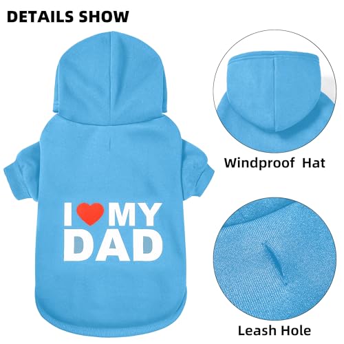Dog Sweater Dog Hoodie Cold Weather Coat Hooded Sweatshirt for Puppies,Cats, Small Medium Large Dogs (Blue(I Love My Dad), Large/X-Large)