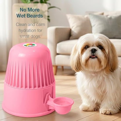 Pet Water Dispenser for Dogs and Cats, 67.6 oz – Gravity-Fed Water Bowl for Clean Drinking, Prevents Wet Fur, BPA-Free Polypropylene, (Clear Pink) - color: Clear Pink