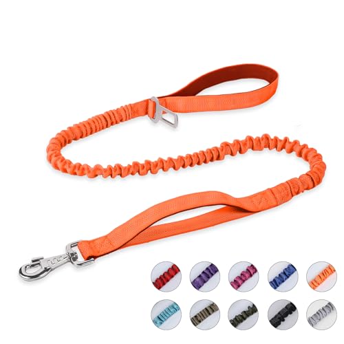 BUMBIN 6Ft Dog Leash - Large Dogs, Bungee Leash with 2 Handles, Heavy Duty, No Pull Shock Absorbing, Orange - color: Orange