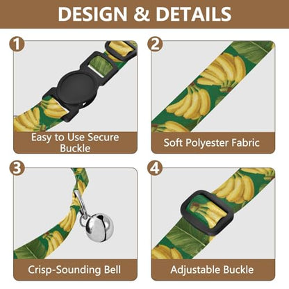 Tropical Banana Leaf Puppy Collar 2 Pack Lightweight Pet Collar for Cats and Dogs Adjustable 10.6 to 17.1 Inches - color: Tropical Banana Leaf