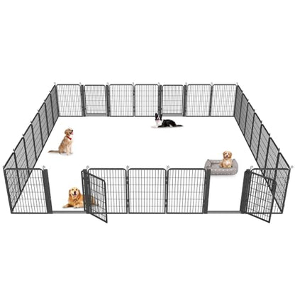 Low Threshold Dog Playpens Fence Indoor, 40 inch 28 Panels Heavy Duty Metal Outdoor Pet Playpen for Large/Medium/Small Dogs, Tall Dog Play Exercise Pens Outside - color: 28 Panels-40 Inch
