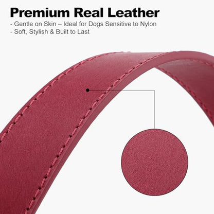 Plutus Pet Genuine Leather Dog Collar – Adjustable Pet Collar with Quick Release Metal Buckle, Soft Real Leather for Small Medium Large Dogs, Heavy Duty & Skin-Friendly (Burgundy, XS) - color: Burgundy, size: XS
