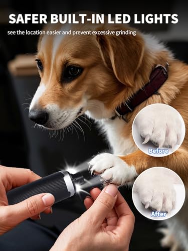 New Upgraded Dog Nail Grinder with LED Lights, 3-Speed Electric Rechargeable Pet Nail Trimmer for Small Medium Large Dogs (Blue) - color: Blue