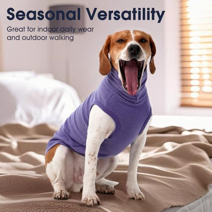 IECOii Dog Fleece Vest Sweater - Stretch Warm Pullover with Turtleneck,Purple,Large, Easy On/Off Winter Dog Sweater for Medium Large Dogs Girl Boy, Winter Fall Jumpsuit with High Neck - color: Purple, size: Large