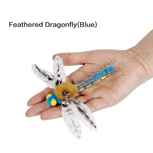 TTcat Cat Feather Toys, 3 Pcs Simulation Insects Dragonfly Grasshopper Refills, Cat Toys Replacement Feathers for Cat Kitten Wand. - color: 3Pcs (Dragonflys+Grasshopper)