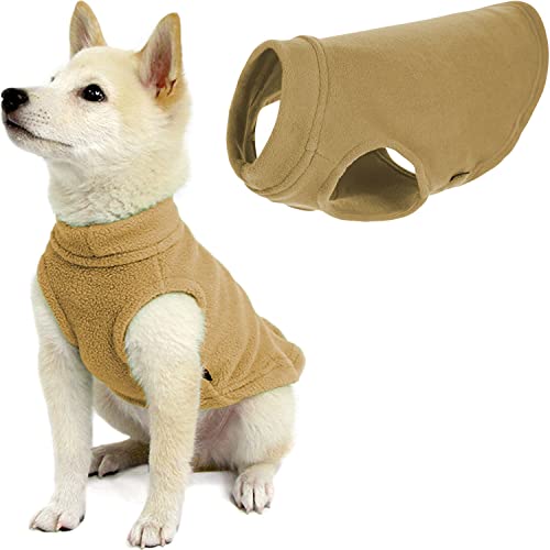 Gooby Stretch Fleece Vest Dog Sweater - Sand, X-Small - Warm Pullover Super Stretchy Fleece Dog Jacket for Small to Large Dogs - color: Sand, size: X-Small Length (7")