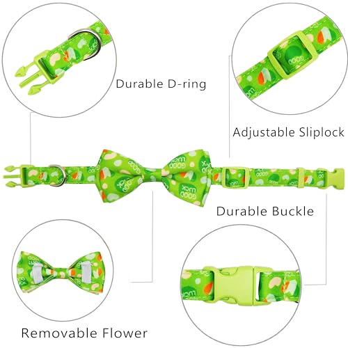 St. Patrick’s Day Dog Collar with Bow, 2026 Quick Release Nylon Adjustable Pet Collar, Green Lucky Holiday Dog Collar - color: St. Patrick Day, size: Small-(11"-17") Neck * 5/8" Wide