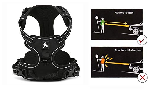 JUXZH Truelove No Pull Dog Harness with Easy Control Handle and 2 Leash Attachments,Reflective Adjustable Pet Vest - color: Black, size: Small (Pack of 1)