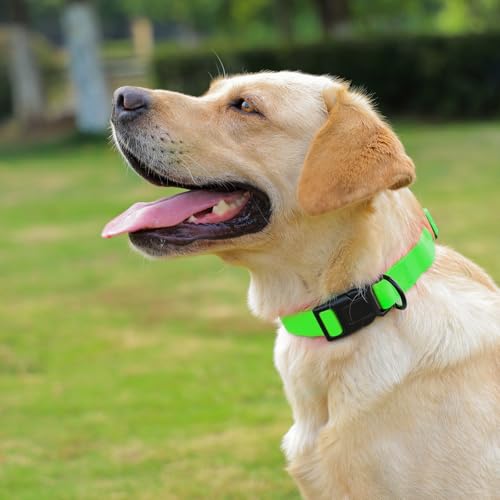 Waterproof Dog Collar, Easy to Clean Rubber Dog Collars with Quick Release Buckle Fits Small Medium or Large Dogs (Green, S (9.5-14.1 inch)) - color: Green, size: S (9.5-14.1 inch)