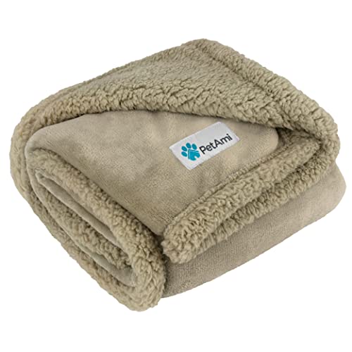PetAmi Dog Blanket for Medium Large Dogs, Pet Bed Blanket Cat Puppy Kitten, Fleece Furniture Couch Cover Protector Sofa Car, Soft Sherpa Dog Throw Plush Reversible Washable, 40x60 Solid Taupe - color: Taupe/Taupe Sherpa, size: Large - 60 X 40 Inches