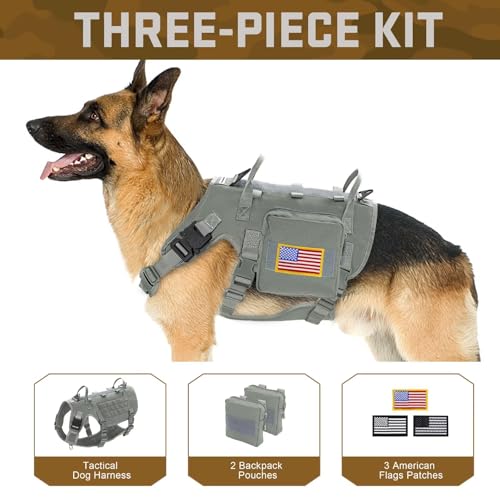 Dog Harness Medium Sized,Tactical Dog Harness with Handle,No Pull Military Style Service Dog Vest with Pockets Adjustable for Medium Dogs,Gray,Chest 15.5-25.5" - color: Gray, size: S:Chest 17-25",Fit 20-35lbs