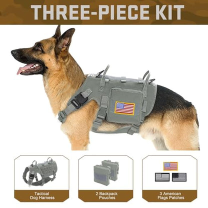 Dog Harness Medium Sized,Tactical Dog Harness with Handle,No Pull Military Style Service Dog Vest with Pockets Adjustable for Medium Large Dogs,Gray,Chest 22-35" - color: Gray, size: M:Chest 22-35",Fit 30-80lbs