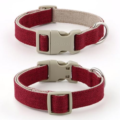 Plutus Pet Cotton Hemp Dog Collar and Leash Set, Adjustable Collar for Small, Medium, and Large Dogs, Heavy Duty and Soft on Skin, Red, XS - color: Red, size: X-Small